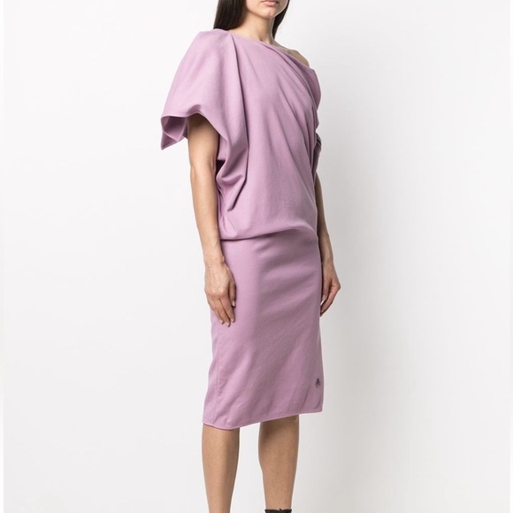 The Attico Asymmetric Draped Cotton-Jersey Mini Dress - Picture 2 of 13